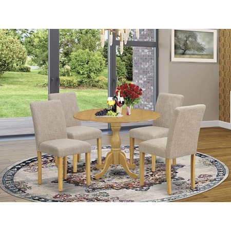 East West Furniture 5 Piece Dublin Dining Room Table Set - Oak DMAB5-OAK-04